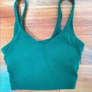 Green Ribbed Crop Top